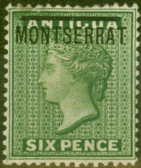 Collectible Postage Stamp from Montserrat 1876 6d Green SG2 Fine & Fresh Mtd Mint