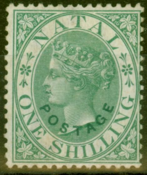Rare Postage Stamp from Natal 1870 1s Green SG59 Fine & Fresh Unused