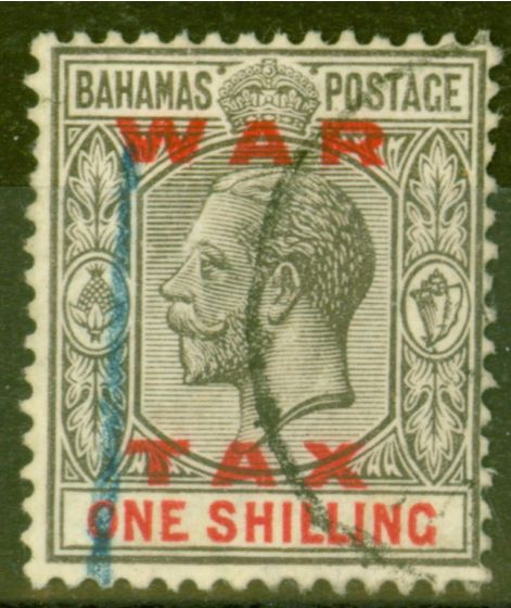 Rare Postage Stamp from Bahamas 1919 1s Grey-Black & Carmine SG104 Fine Used Contemporary Crayon Mark