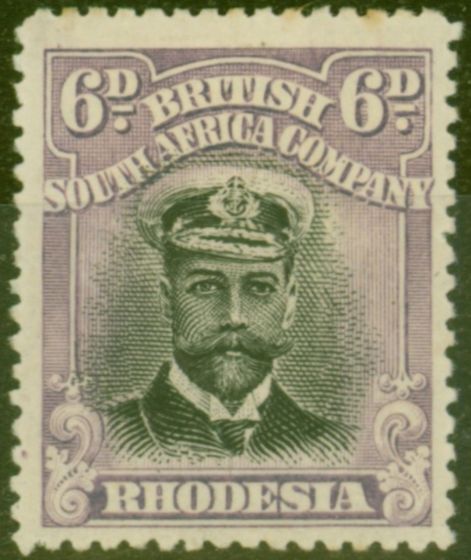 Valuable Postage Stamp from Rhodesia 1913 6d Black & Mauve SG217 P.15 Fine Mtd Mint