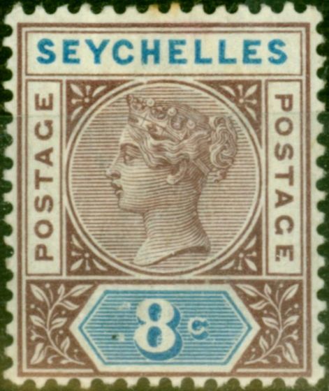 Collectible Postage Stamp from Seychelles 1890 8c Brown-Purple & Blue SG3 Fine Mtd Mint