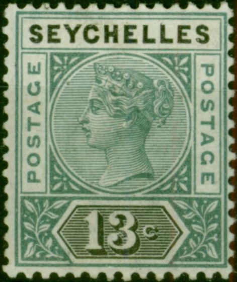 Seychelles 1892 13c Grey & Black SG13 Fine LMM  Queen Victoria (1840-1901) Old Stamps