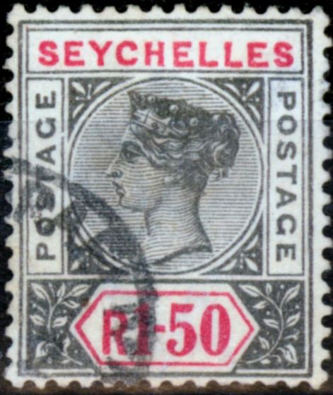 Collectible Postage Stamp from Seychelles 1900 1R50 Grey & Carmine SG35 Fine Used