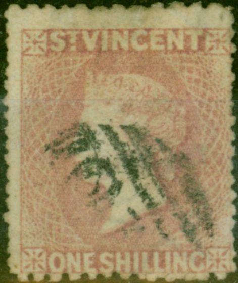 Old Postage Stamp St Vincent 1873 1s Lilac-Rose SG20 P.11 x 15 Fine Used (2)