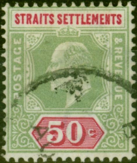 Valuable Postage Stamp Straits Settlements 1902 50c Dull Green & Carmine SG118a Fine Used