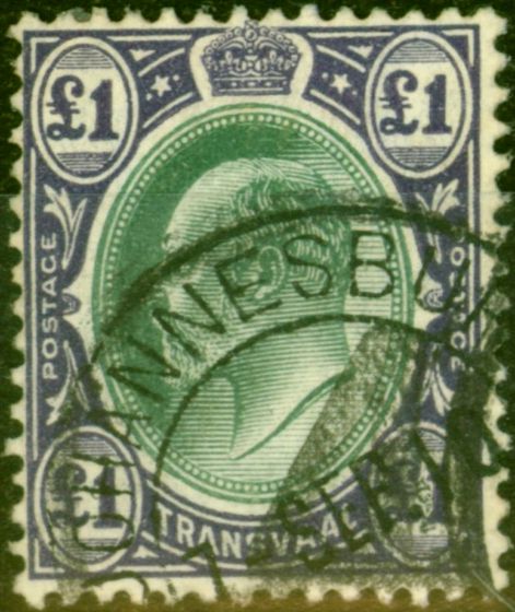Valuable Postage Stamp from Transvaal 1908 £1 Green & Violet SG272 Fine Used