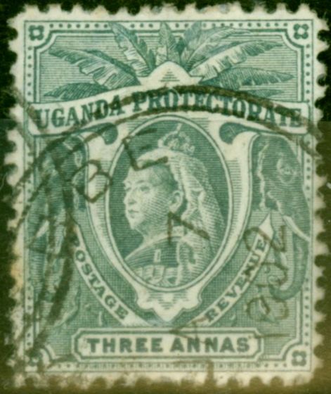 Valuable Postage Stamp from Uganda 1898 3a Bluish Grey SG87a Good Used