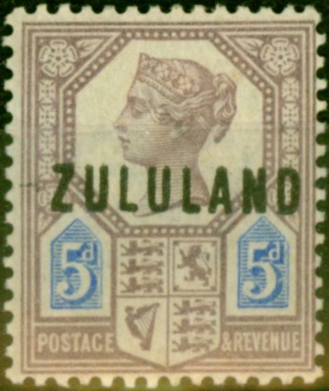 Valuable Postage Stamp from Zululand 1888 5d Dull Purple & Blue SG7 Fine Mtd Mint