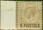 Old Postage Stamp British Levant 1914 5pi on 1s Bistre-Brown SG40 Fine Mounted Mint