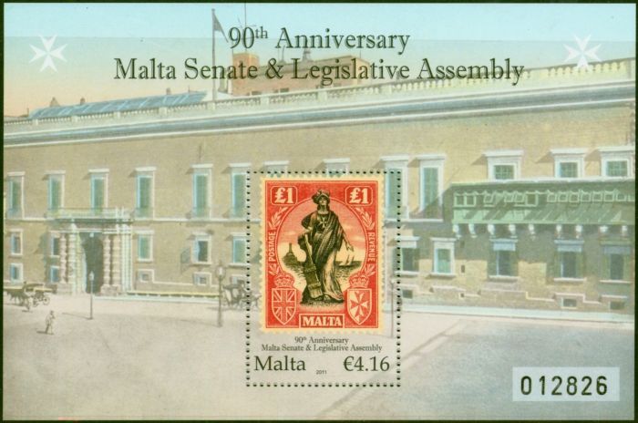 Malta 2011 90th Anniversary Senate Mini Sheet SGMS1716 V.F.MNH Queen Elizabeth II (1952-2022) Old Stamps