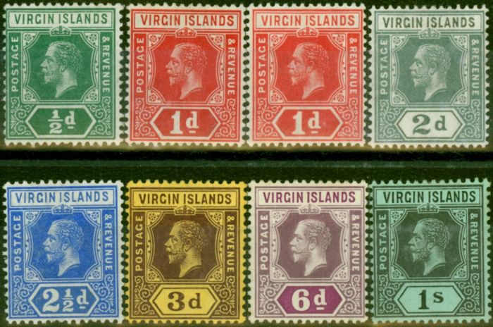 Rare Postage Stamp Virgin Islands 1913-17 Set of 8 to 1s SG69-75 Fine LMM
