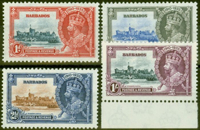 Rare Postage Stamp from Barbados 1935 Jubilee set of 4 SG241-244 Fine & Fresh Lightly Mtd Mint