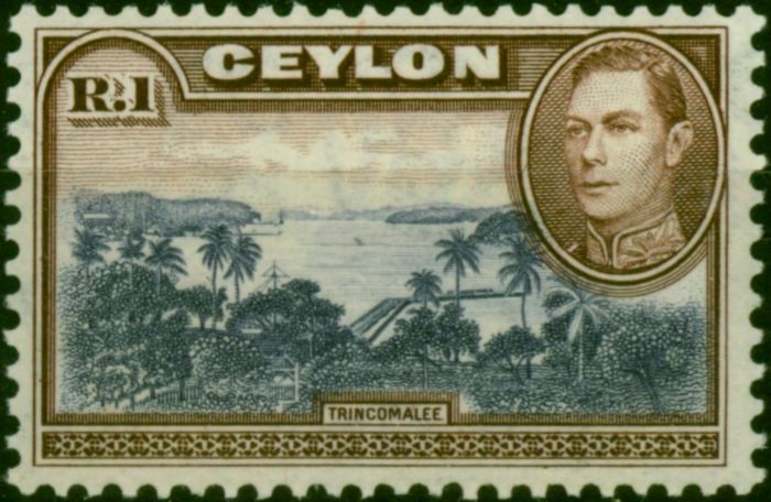 Ceylon 1938 1R Blue-Violet & Chocolate SG395 Fine LMM  King George VI (1936-1952) Old Stamps