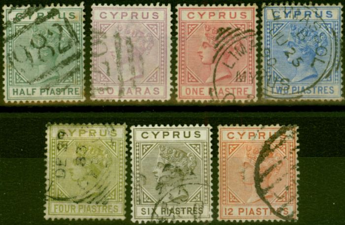 Old Postage Stamp Cyprus 1882-86 Set of 7 SG16a-22 Good Used