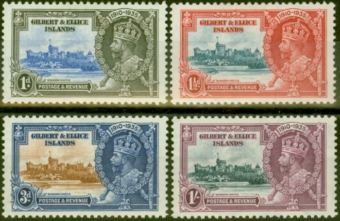 Valuable Postage Stamp from Gilbert & Ellice Is 1911 5d Purple & Olive-Green SG5 Fine & Fresh Lightly Mtd Mint