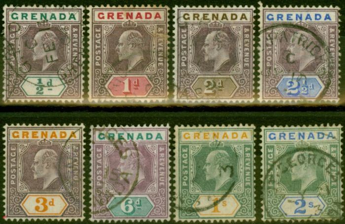 Old Postage Stamp Grenada 1902 Set of 8 to 2s SG57-64 Fine Used