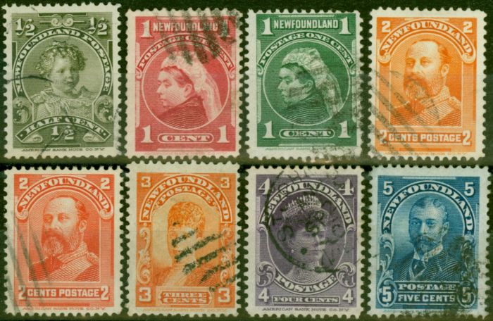 Collectible Postage Stamp Newfoundland 1897-1901 Set of 8 SG83-90 Fine Used