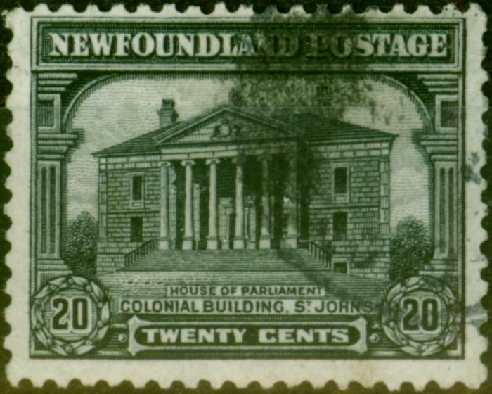 Rare Postage Stamp from Newfoundland 1928 20c Grey-Black SG176 Fine Used