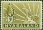 Rare Postage Stamp Nyasaland 1935 9d Olive-Bistre SG121 Fine LMM