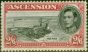 Rare Postage Stamp from Ascension 1944 2s6d Black & Dp Carmine SG45c P.13 Fine Lightly Mtd Mint