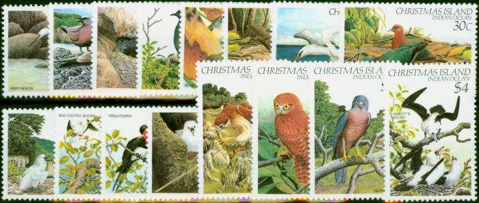 Rare Postage Stamp Christmas Island 1982 Birds Set of 16 SG152-167 V.F MNH