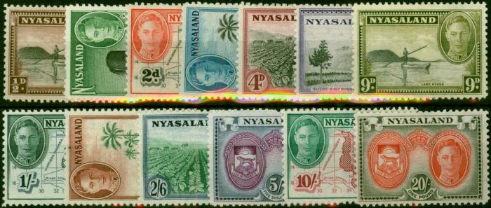 Nyasaland 1945 Set of 13 SG144-157 Fine & Fresh MM . King George VI (1936-1952) Mint Stamps