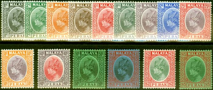 Collectible Postage Stamp from Perak 1935-37 Set of 15 SG88-102 V.F & Fresh Lightly Mtd Mint