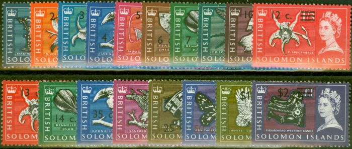 Collectible Postage Stamp from Solomon Islands 1966 set of 18 SG135B-152B Fine Very Lightly Mtd Mint