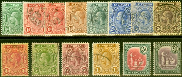 Valuable Postage Stamp from St Vincent 1921-32 Extended Set of 14 SG131-141 Fine Used Ex 2s