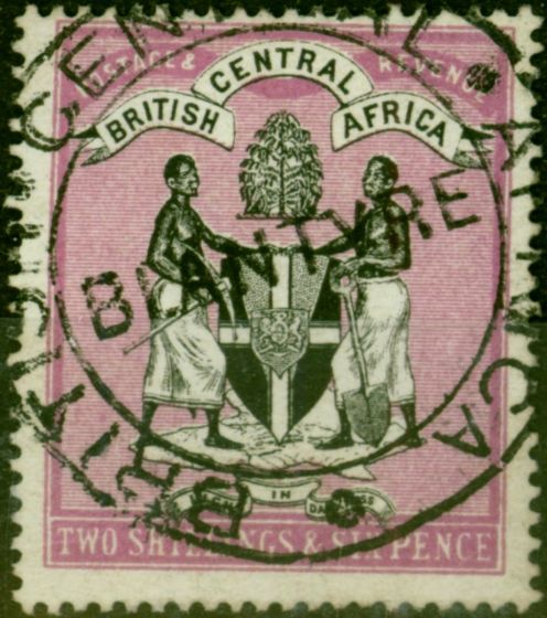 Rare Postage Stamp B.C.A Nyasaland 1895 2s6d Black & Bright Magenta SG26 Fine Used Fiscal Cancel