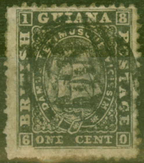 Collectible Postage Stamp from British Guiana 1864 1c Black SG57 Medium Paper Good Used