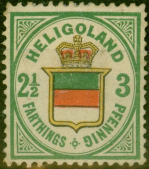 Rare Postage Stamp Heligoland 1876 3pf  Pale Green Red & Yellow SG12 Fine Unused