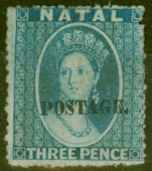 Valuable Postage Stamp from Natal 1869 3d Blue SG54 Type 7e Fine Mtd Mint