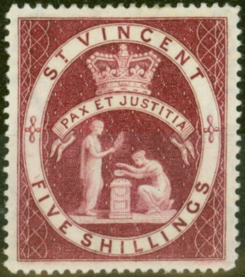 Collectible Postage Stamp from St Vincent 1888 5s Lake SG53 Fine Mint Hinged
