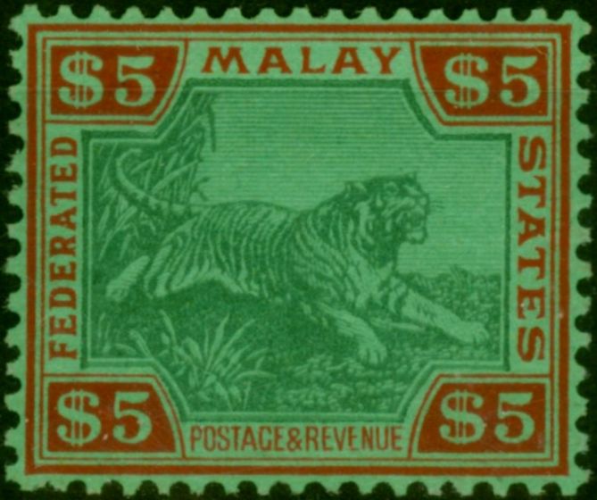 Fed of Malay States 1934 $5 Green & Red-Green SG81 V.F VLMM 