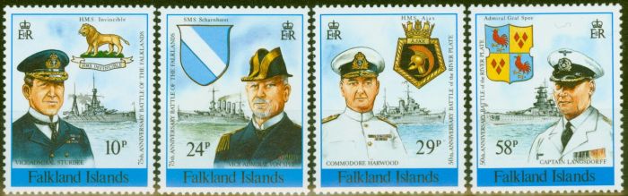 Collectible Postage Stamp from Falkland Islands 1989 Battles set of 4 SG593-596 V.F MNH