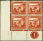 Rare Postage Stamp from Palestine 1942 500m Scarlet SG110 Superb MNH Pl 1 Corner Block of 4