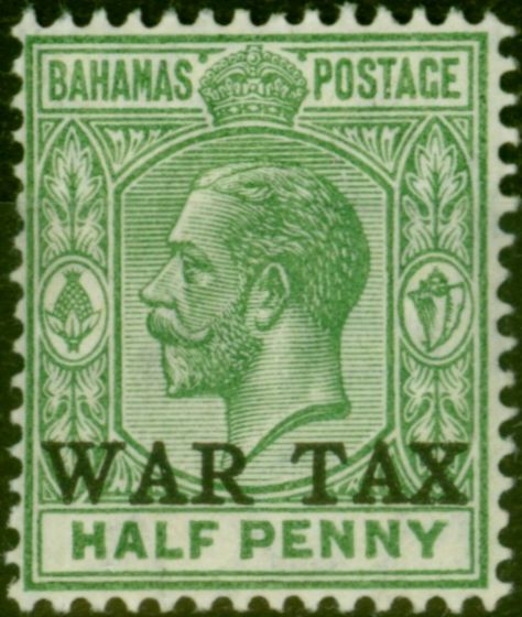 Collectible Postage Stamp Bahamas 1918 War Tax 1/2d Green SG91 Fine MM