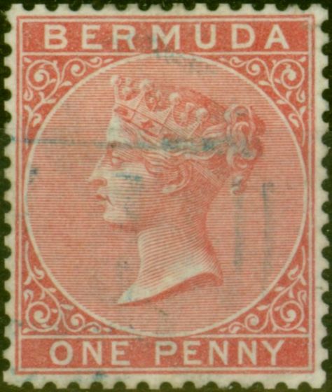Valuable Postage Stamp from Bermuda 1865 1d Pale Rose SG2 V.F.U
