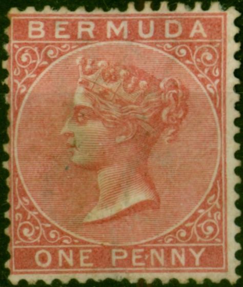 Bermuda 1865 1d Rose-Red SG1 Good MM Queen Victoria (1840-1901) Collectible Stamps