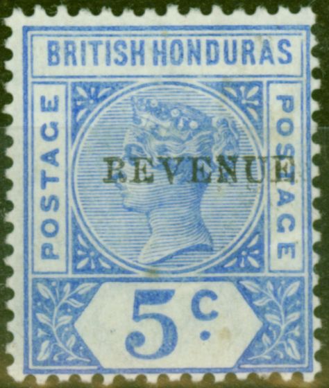 Rare Postage Stamp from British Honduras 1899 5c Ultramarine Revenue SG66 Fine Mtd Mint