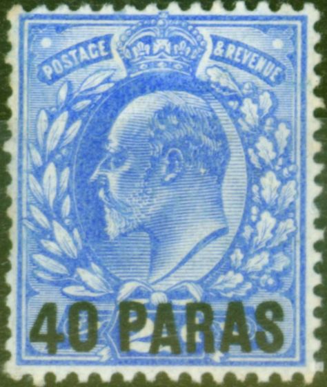 Valuable Postage Stamp from British Levant 1902 40pa on 2 1/2d Ultramarine SG8 Fine Mtd Mint