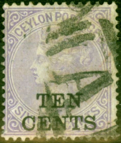 Old Postage Stamp from Ceylon 1885 10c on 16c Pale Violet SG161 Good Used Example of this Rare Stamp CV £3,000
