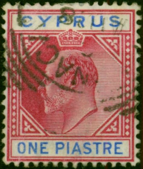 Cyprus 1896 1pi Carmine & Blue SG52 Fine Used . Queen Victoria (1840-1901) Used Stamps