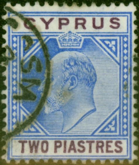 Collectible Postage Stamp Cyprus 1903 2pi Blue & Purple SG53 Fine Used