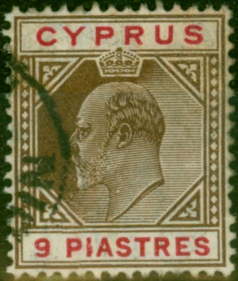 Rare Postage Stamp Cyprus 1904 9pi Brown & Carmine SG68 Fine Used