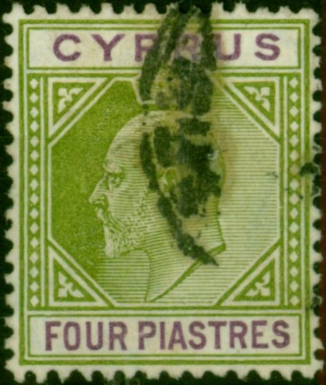 Cyprus 1905 4pi Olive-Green & Purple SG66 Fine Used (2) King Edward VII (1902-1910) Old Stamps