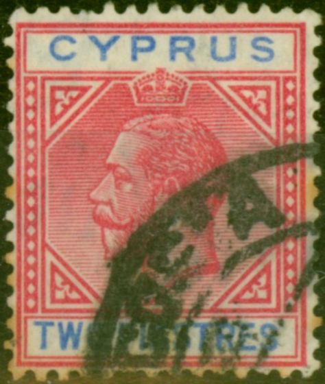 Valuable Postage Stamp Cyprus 1922 2pi Carmine & Blue SG93 Good Used