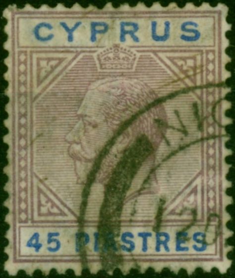 Cyprus 1923 45pi Dull Purple & Ultramarine SG99 Good Used  King George V (1910-1936) Old Stamps