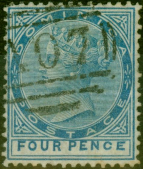 Old Postage Stamp Dominica 1879 4d Blue SG7a 'Malformed CE in Pence' Fine Used